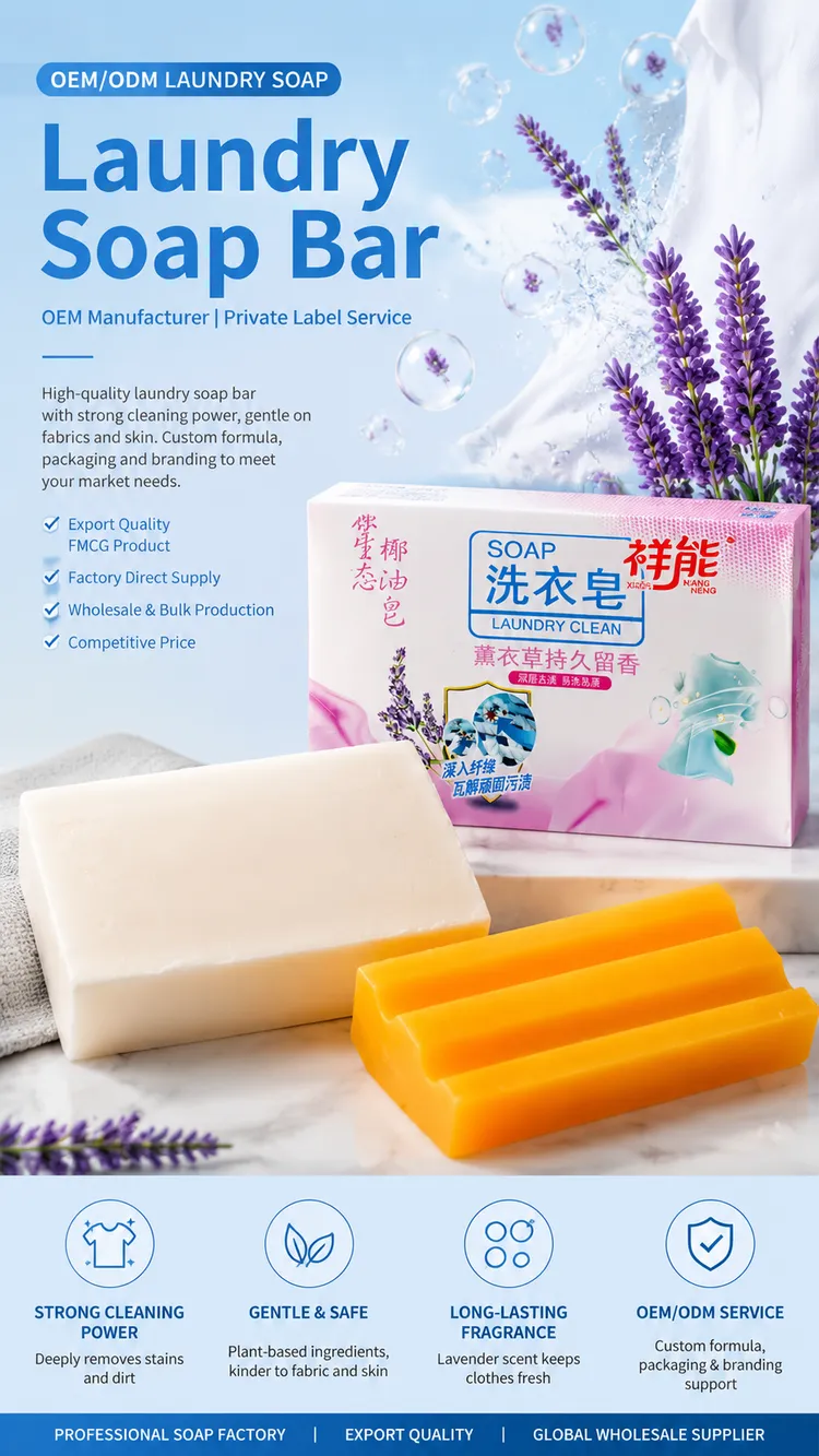 OEM laundry soap bars with lavender-fragrance retail box concept